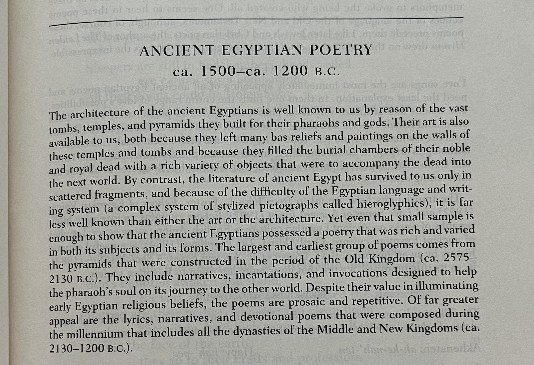 Ancient Egyptian Poem Context