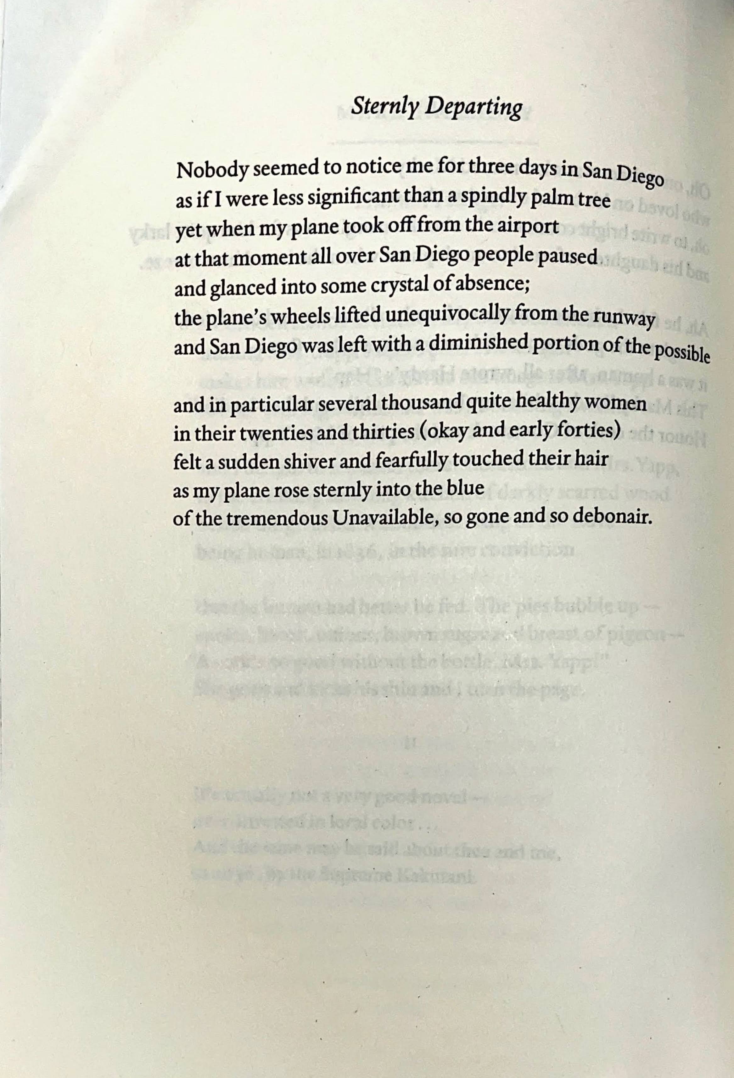 Sternly Departing Poem