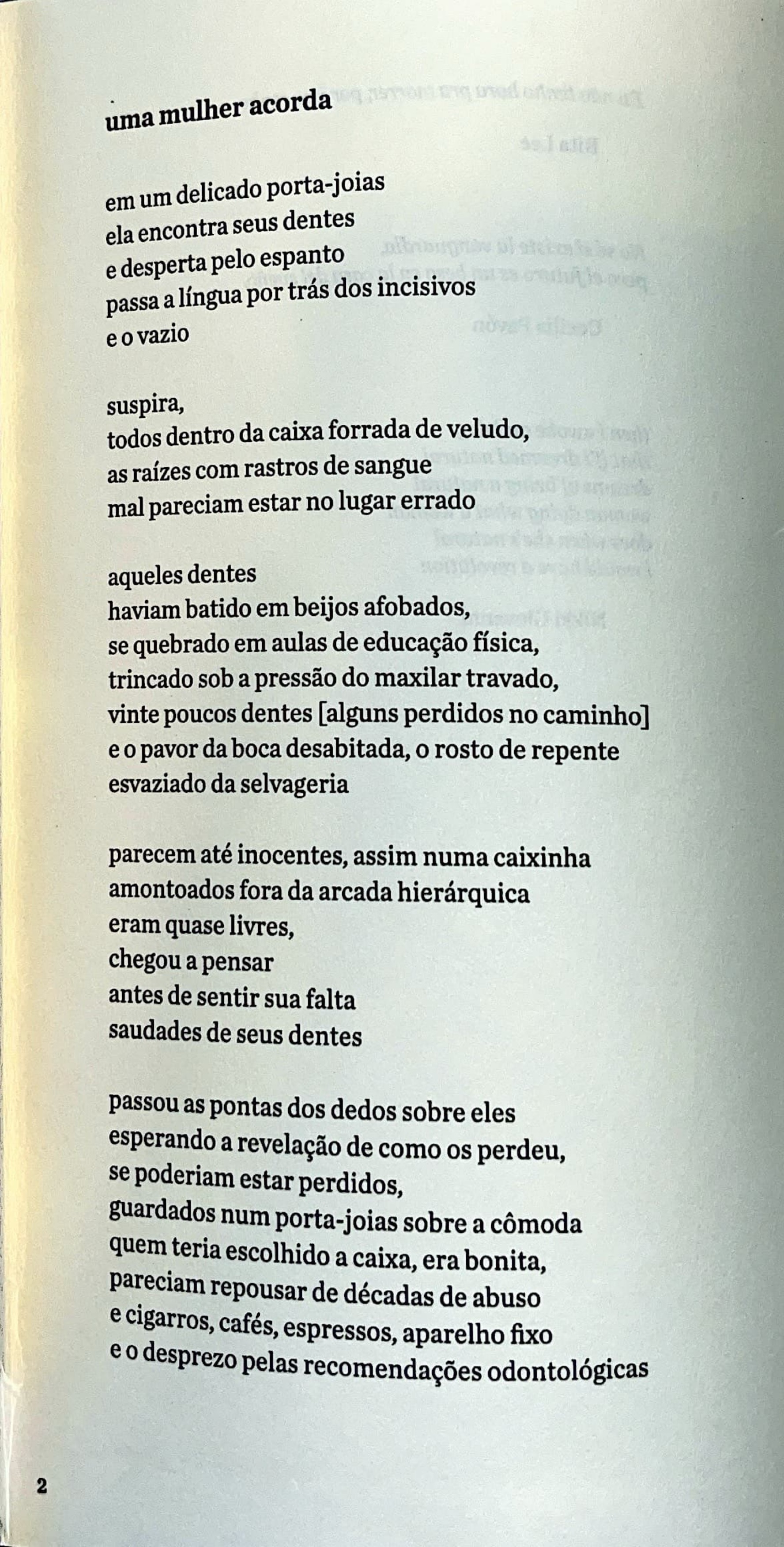 Teeth Poem Page 1 (Portuguese)